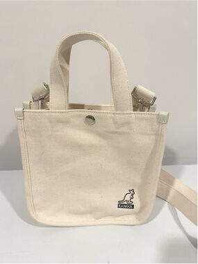 Kangol Cream Canvas Mini Tote Crossbody Shoulder Bag Detachable Strap